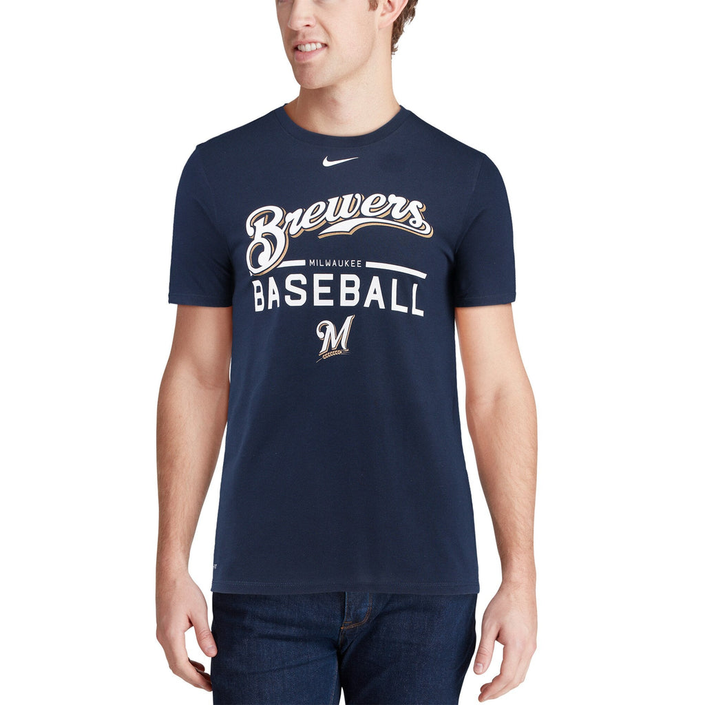 Milwaukee Brewers Nike Navy Wordmark Practice Performance T-Shirt for Men product image 4, provided for visual reference and