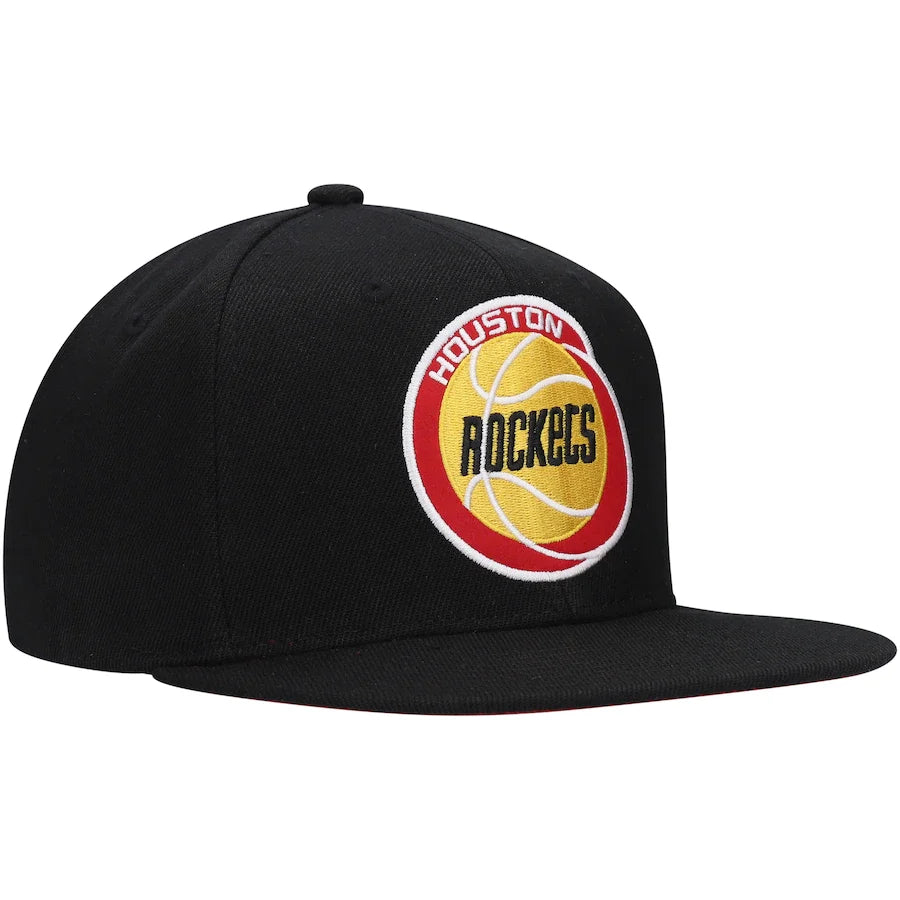 Houston Rockets Basic Core Black Mitchell & Ness Snapback Hat for Men product image 3, provided for visual reference and