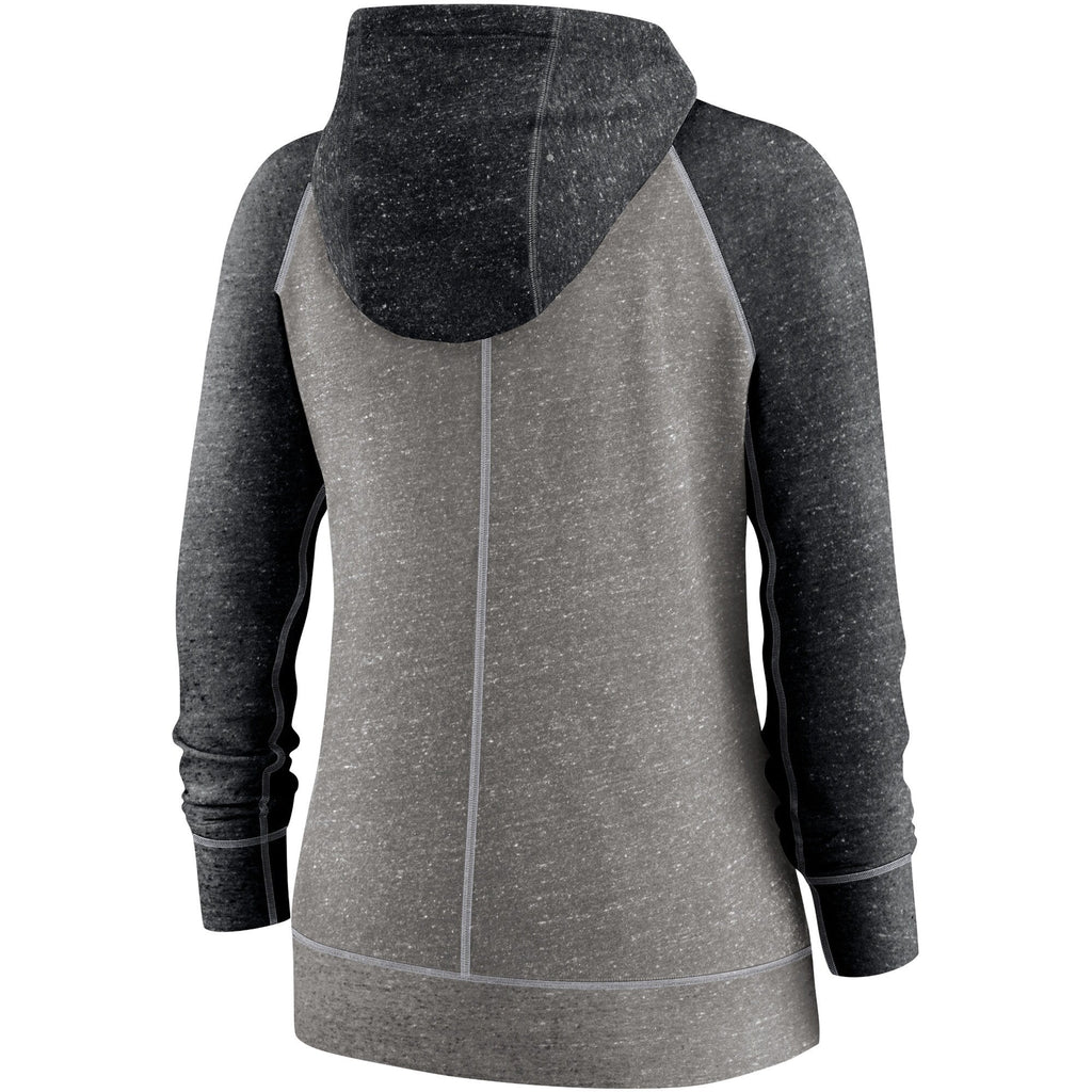 Chicago White Sox Nike Heathered Charcoal/Heathered Black Split Wordmark Gym Vintage Raglan Slub Full-Zip Hoodie for Women
