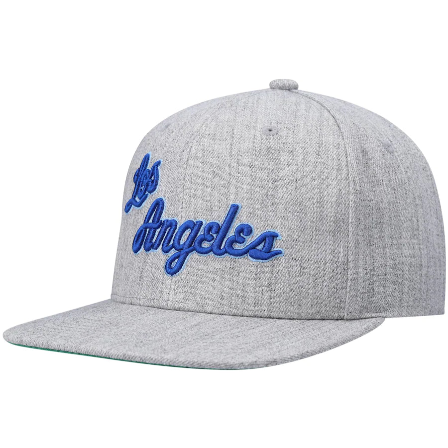 Los Angeles Lakers HWC Gray Heathered 2.0 Mitchell & Ness Snapback Hat product image 3, provided for visual reference and