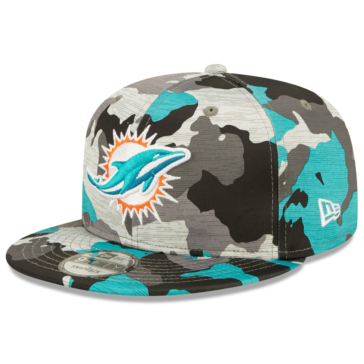 Miami Dolphins New Era Camo 2022 NFL Training Camp Official 9FIFTY Snapback Adjustable Hat for Men product image 1, provided