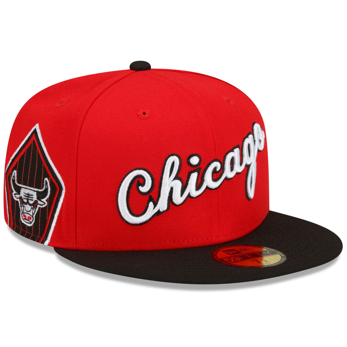 Chicago Bulls New Era 2021/22 City Edition City Edition Official 59FIFTY Fitted Hat - Black/Red product image 3, provided
