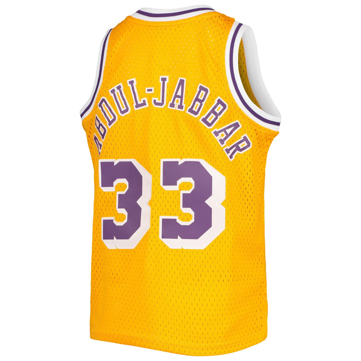 Youth Los Angeles Lakers Kareen Abdul-Jabbar Mitchell & Ness Gold 1984-85 Hardwood Classics Swingman Jersey product image 3,