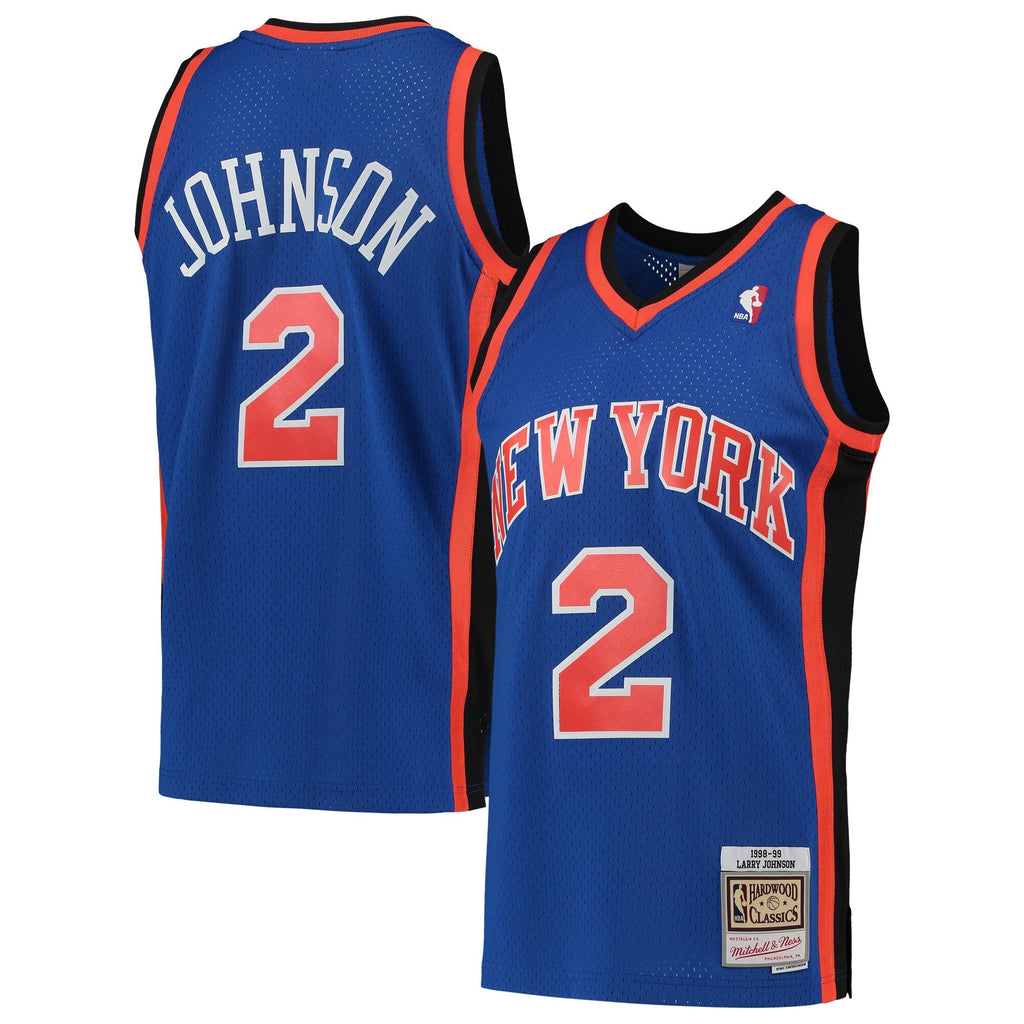 Larry Johnson New York Knicks Mitchell & Ness Hardwood Classics 1998-99 Swingman Jersey - Blue for Men product image 1,