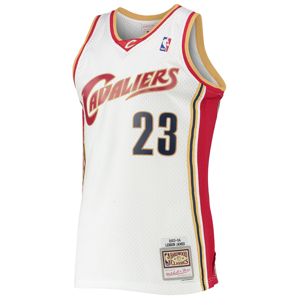 Mitchell & Ness LeBron James White Cleveland Cavaliers 2003-04 Hardwood Classics Swingman Jersey for Men product image 2,