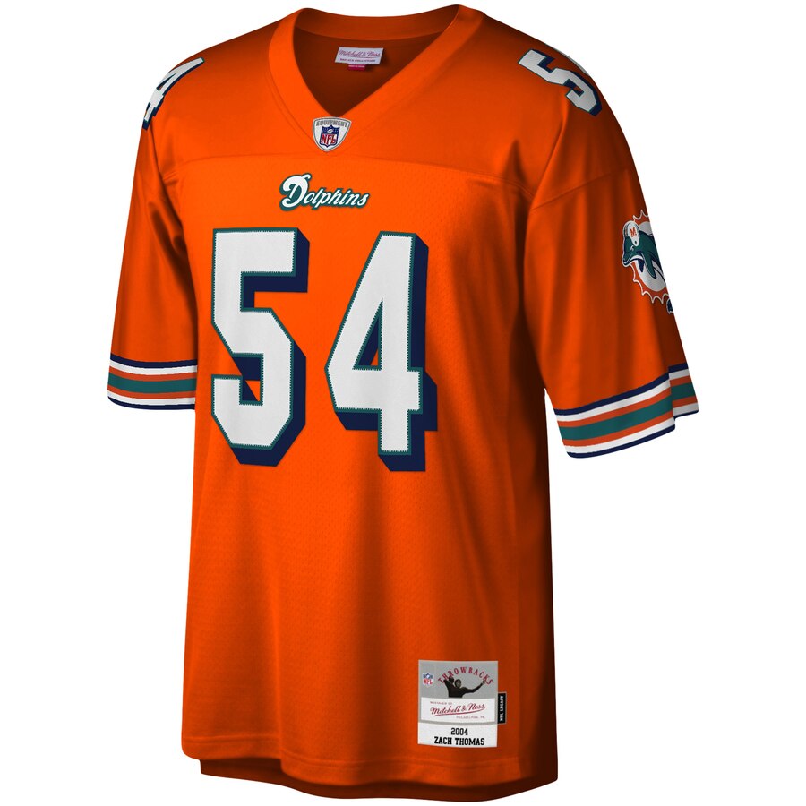 Miami Dolphins Zach Thomas Mitchell & Ness Orange Legacy Replica Jersey for Men product image 2, provided for visual
