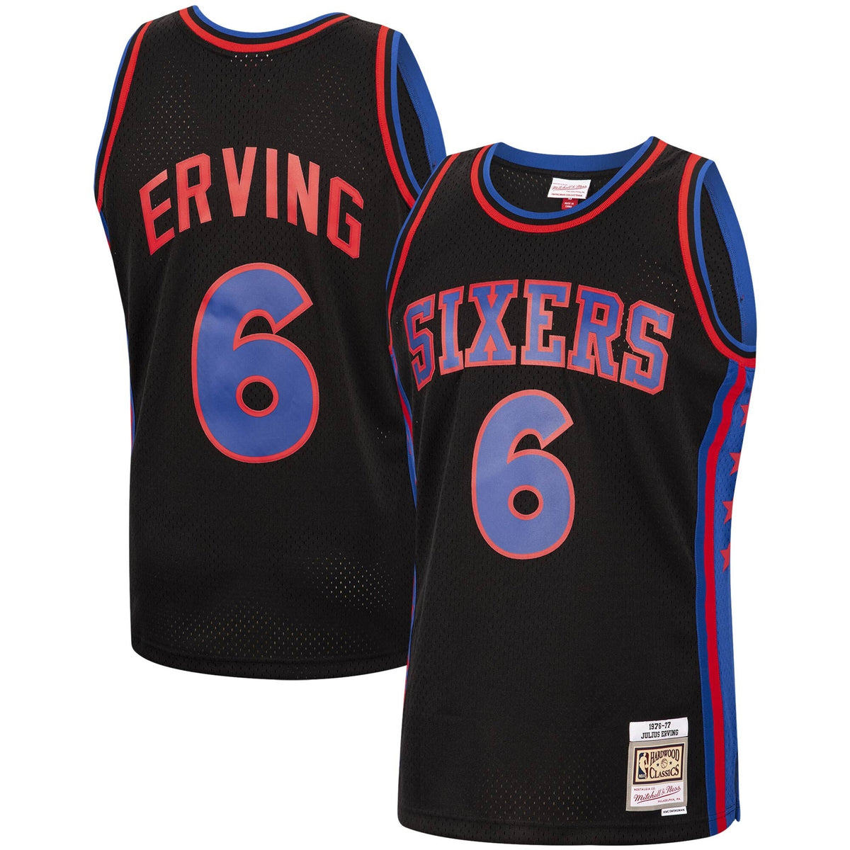 Mitchell & Ness Julius Erving Black Philadelphia 76ers 1976-77 Hardwood Classics Reload Swingman Jersey for Men product