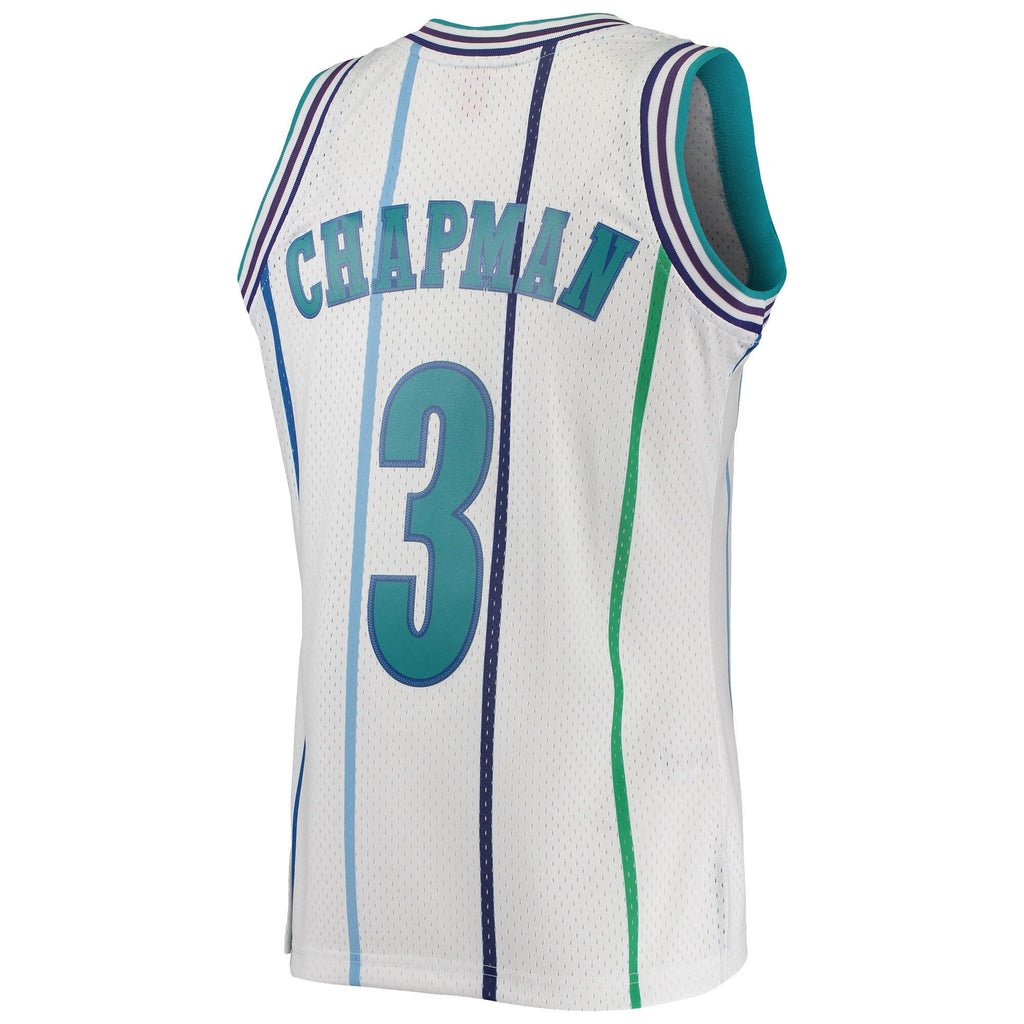 Youth Charlotte Hornets Rex Chapman Mitchell & Ness White 1988-89 Hardwood Classics Swingman Jersey product image 3,
