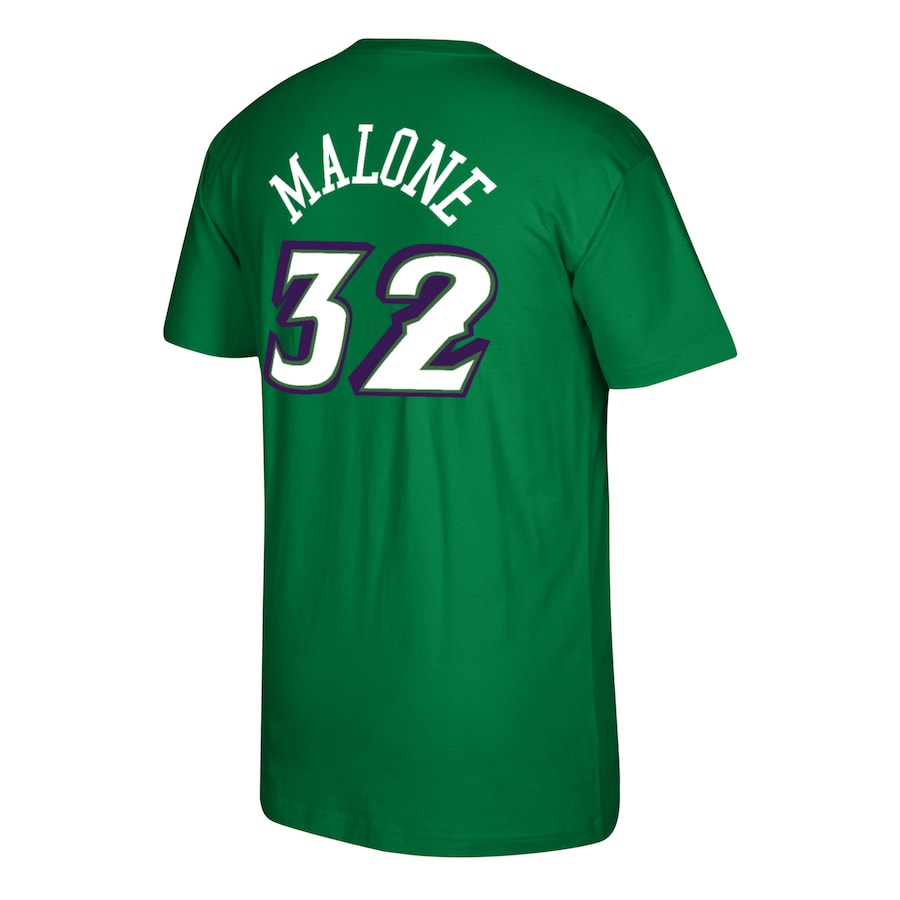 Utah Jazz Karl Malone Mitchell & Ness Green Reload Name & Number T-Shirt for Men product image 3, provided for visual