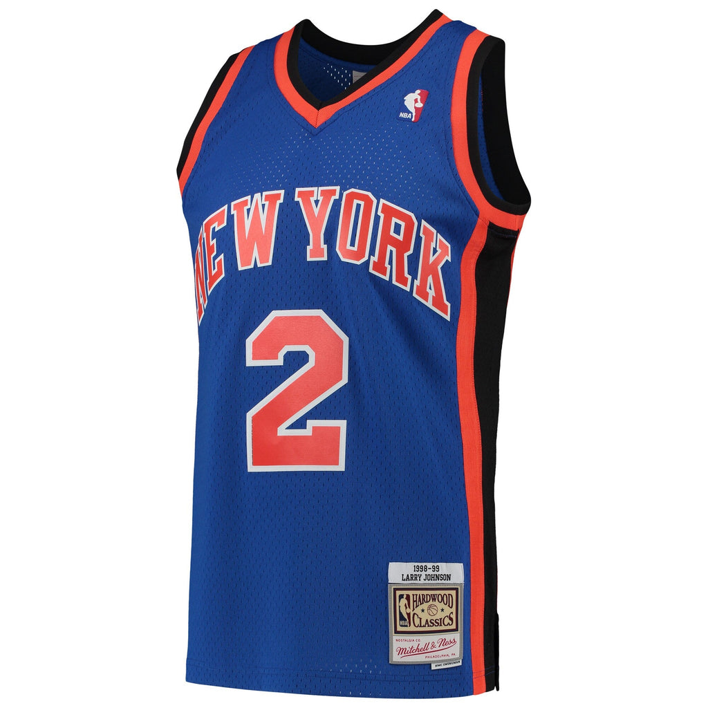 Larry Johnson New York Knicks Mitchell & Ness Hardwood Classics 1998-99 Swingman Jersey - Blue for Men product image 2,