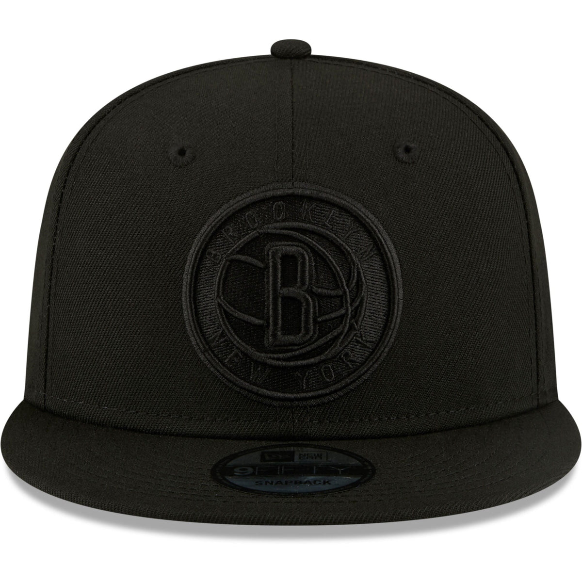 Brooklyn Nets New Era Black On Black Color Pack 9FIFTY Snapback Hat for Men product image 2, provided for visual reference