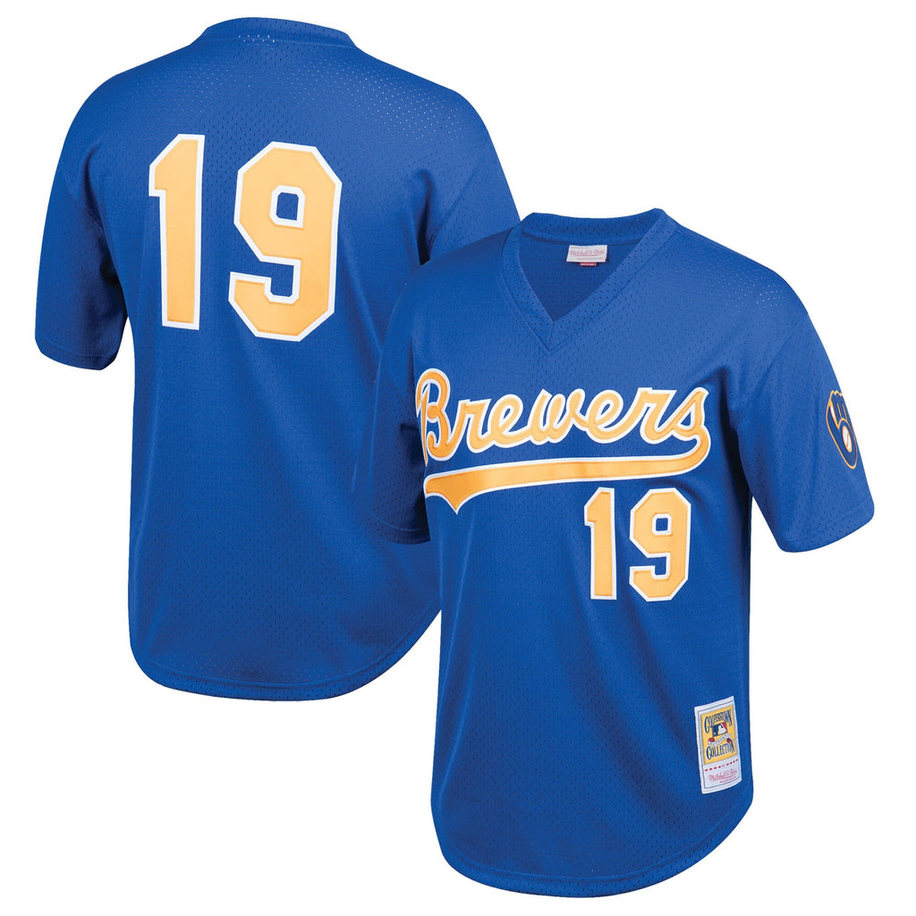 Youth Milwaukee Brewers Robin Yount Mitchell & Ness Royal Cooperstown Collection Mesh Batting Practice Jersey product image