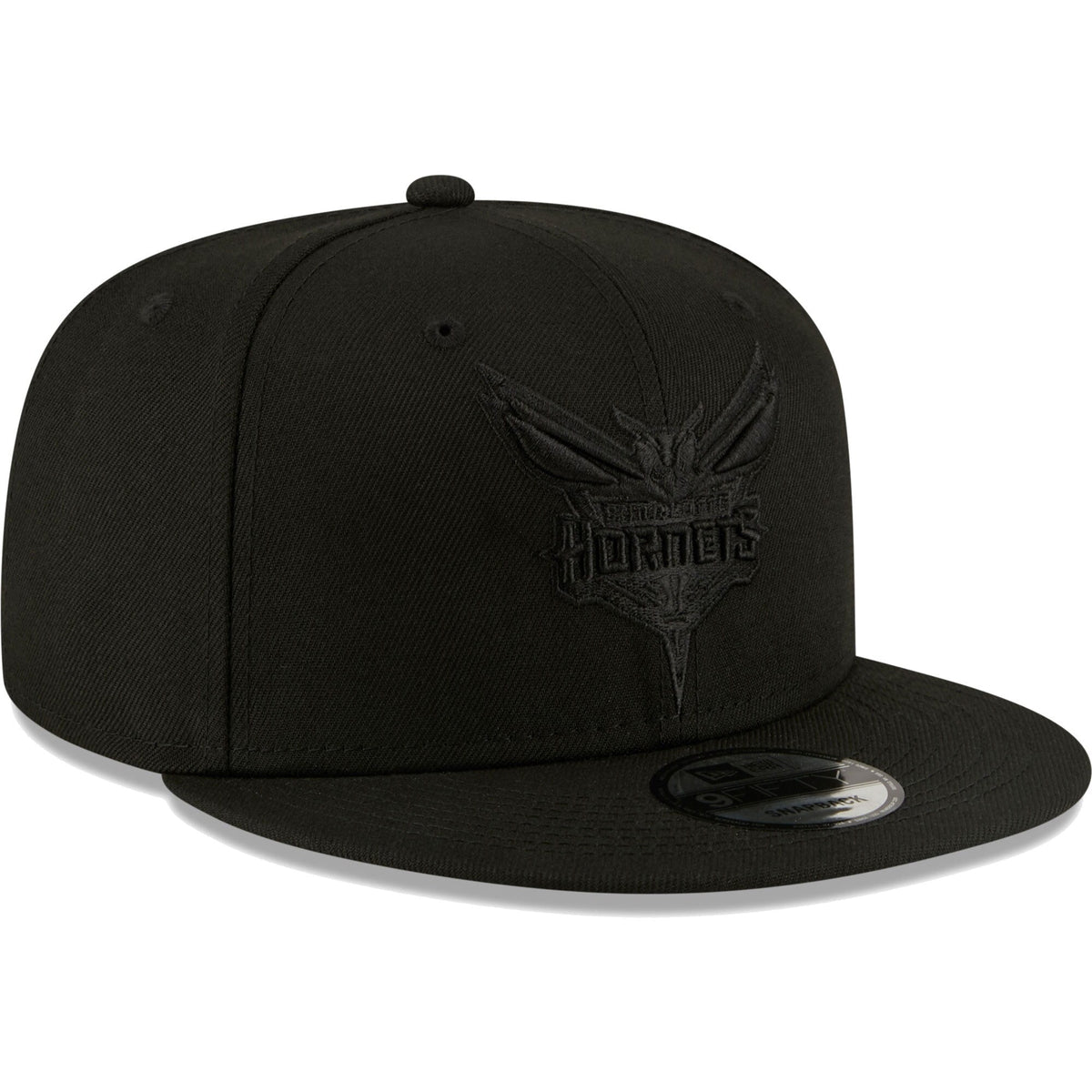 Charlotte Hornets New Era Black On Black Color Pack 9FIFTY Snapback Hat for Men product image 3, provided for visual