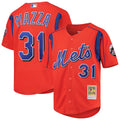 Mike Piazza New York Mets Mitchell & Ness Cooperstown Collection Mesh Batting Practice Jersey - Orange for Men product image
