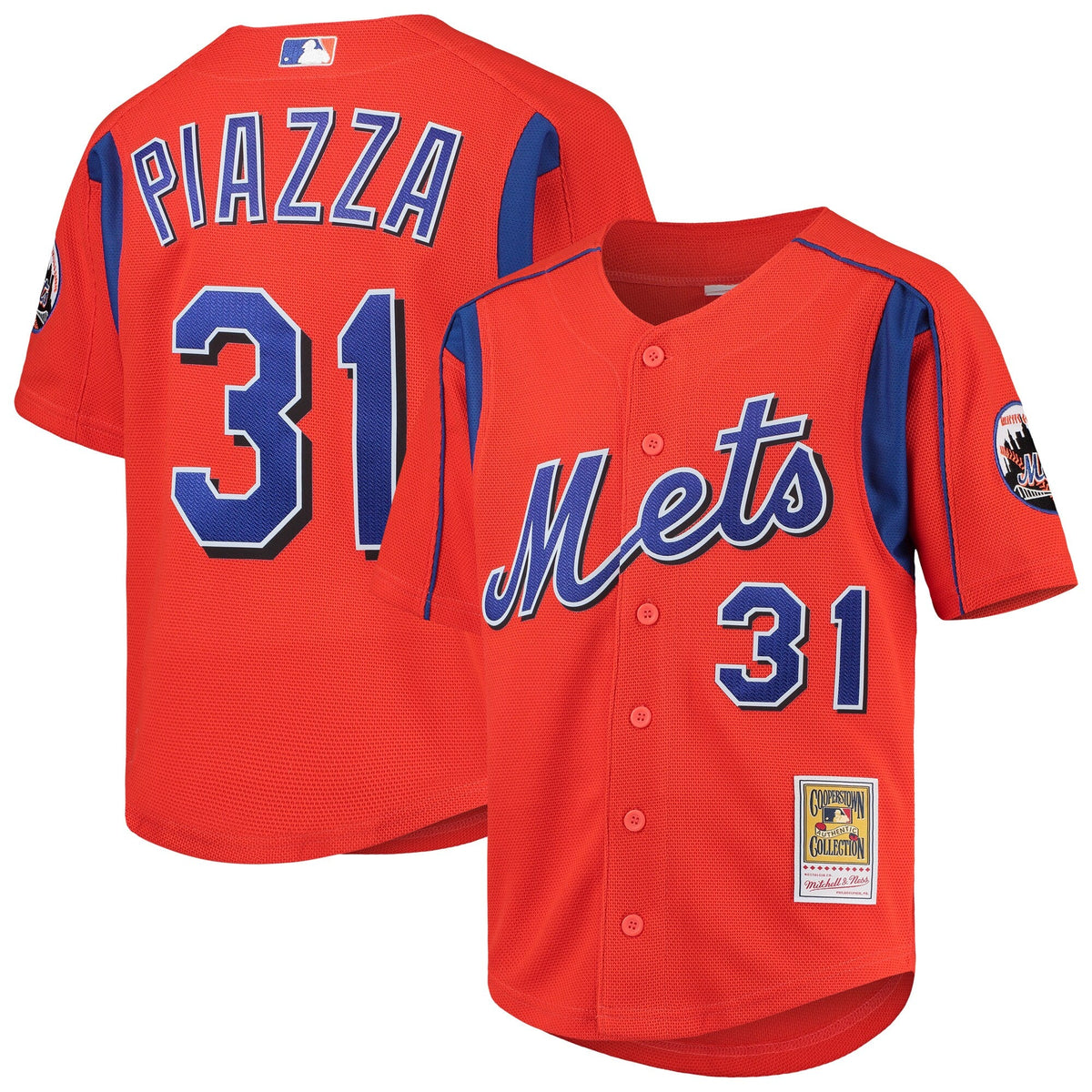 Mike Piazza New York Mets Mitchell & Ness Cooperstown Collection Mesh Batting Practice Jersey - Orange for Men product image