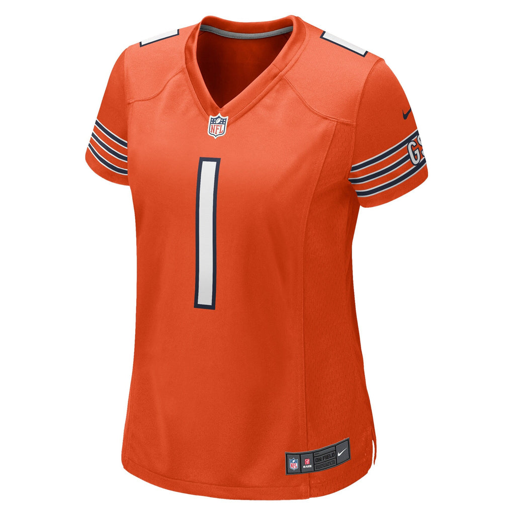 Chicago Bears Justin Fields Nike Orange Game Jersey for Women product image 2, provided for visual reference and product