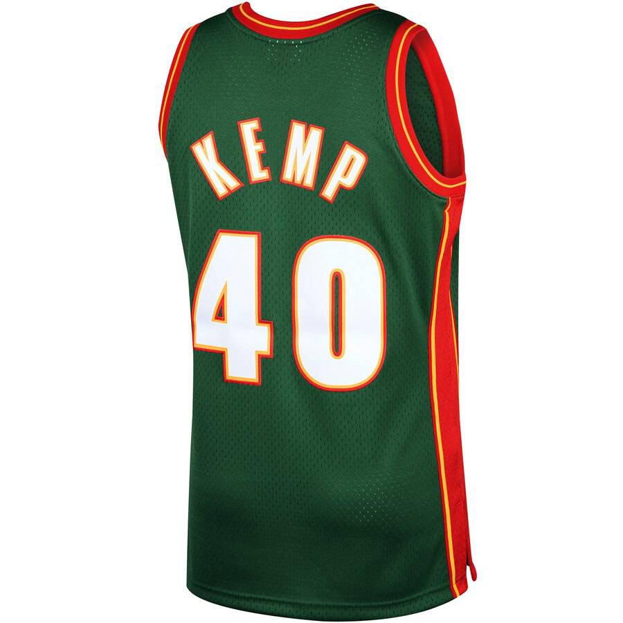 Shawn Kemp Seattle Supersonics Mitchell & Ness 1996-96 Green NBA Swingman Hardwood Classics Jersey for Men product image 3,