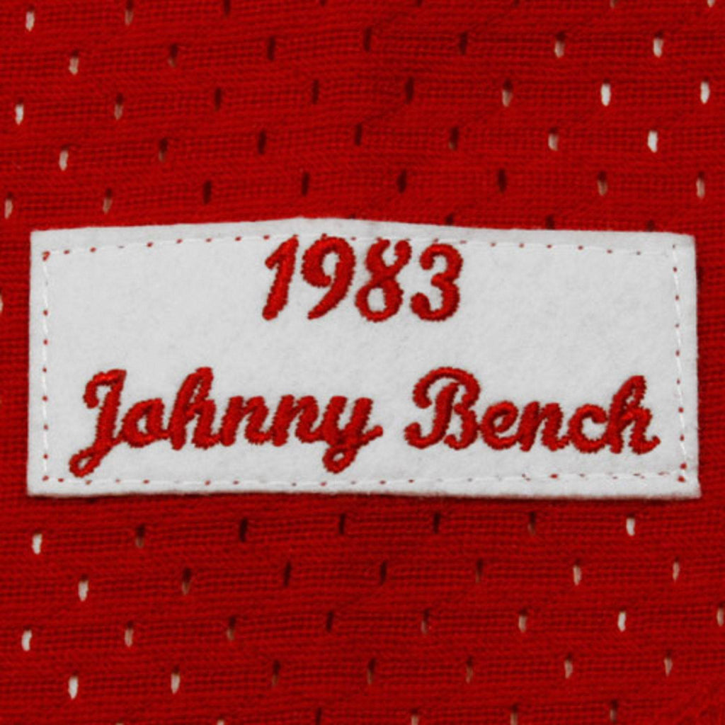 Cincinnati Reds Johnny Bench Mitchell & Ness Red 1983 Authentic Cooperstown Collection Mesh Batting Practice Jersey for Men