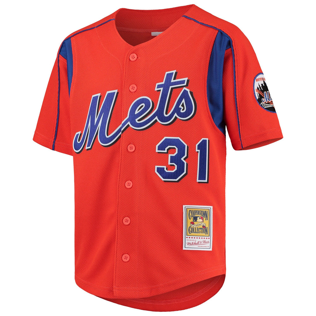 Mike Piazza New York Mets Mitchell & Ness Cooperstown Collection Mesh Batting Practice Jersey - Orange for Men product image