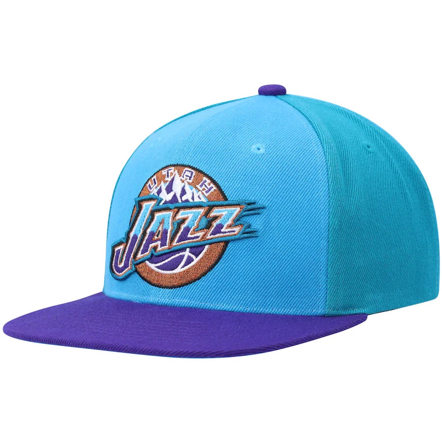 Utah Jazz NBA On The Block Mitchell & Ness Snapback Hat product image 3, provided for visual reference and product detail
