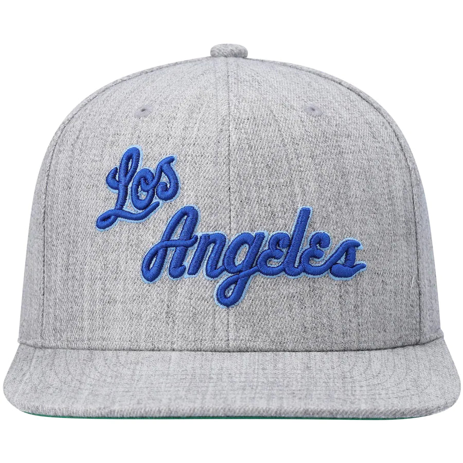 Los Angeles Lakers HWC Gray Heathered 2.0 Mitchell & Ness Snapback Hat product image 2, provided for visual reference and