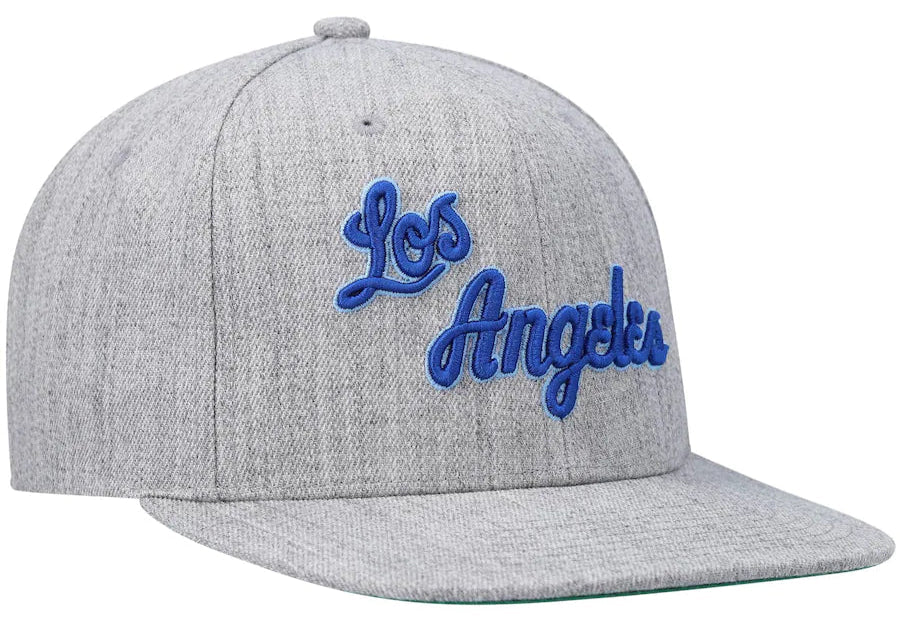 Los Angeles Lakers HWC Gray Heathered 2.0 Mitchell & Ness Snapback Hat product image 1, provided for visual reference and