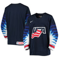 Youth USA Hockey® Nike Away Navy Replica Jersey product image 1, provided for visual reference and product detail review