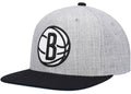 Brooklyn Nets Mitchell & Ness Gray/Black Heathered Underpop Snapback Hat for Men product image 1, provided for visual