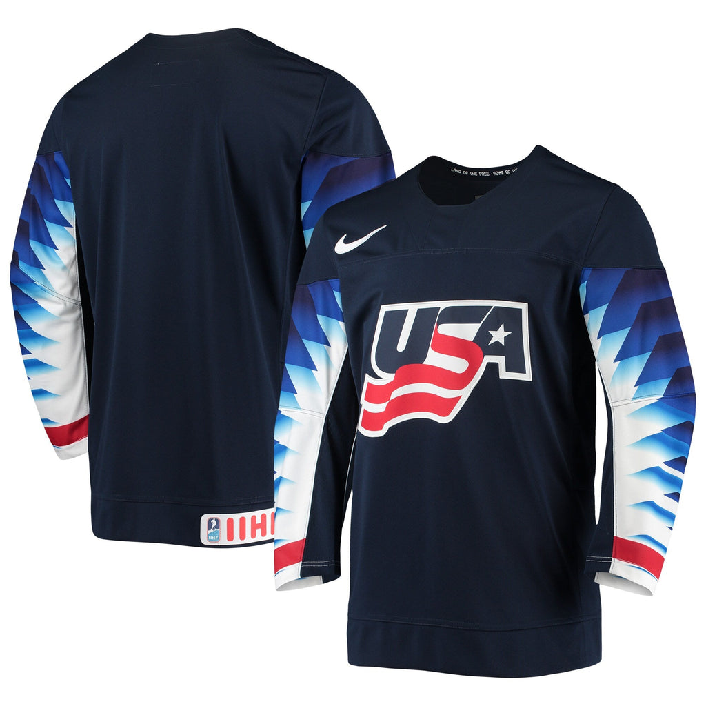 USA Hockey® Nike Away Navy Replica Jersey for Men product image 1, provided for visual reference and product detail review