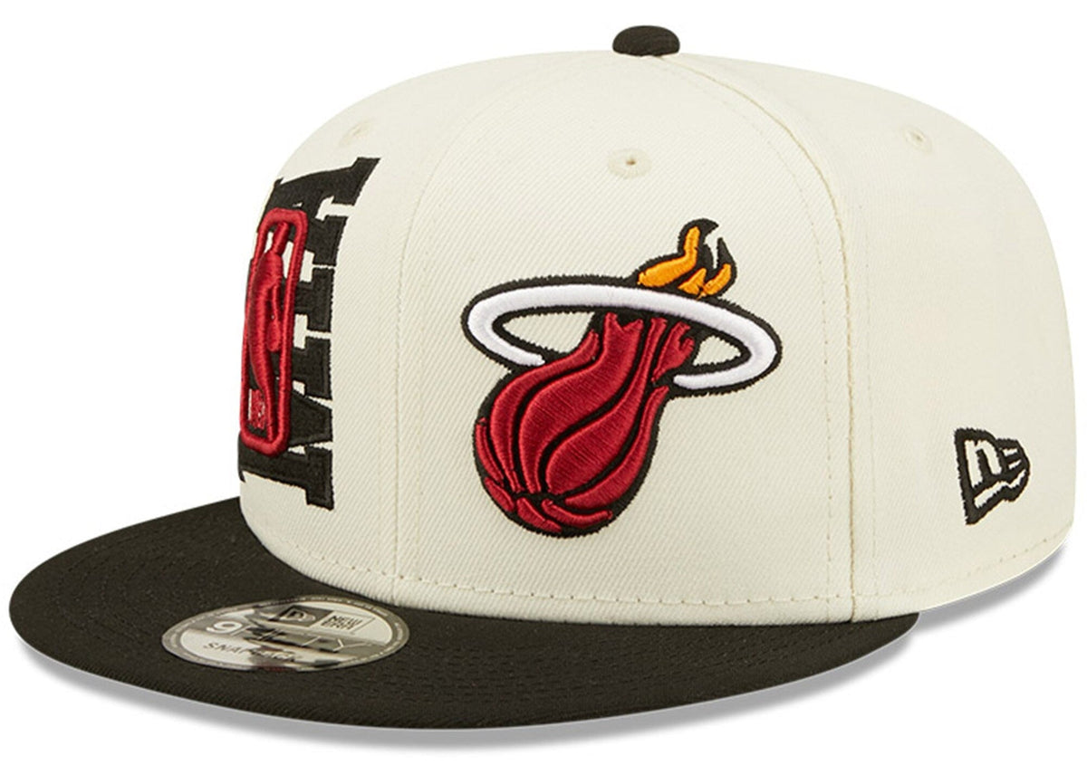 Miami Heat New Era 2022 NBA Draft 9FIFTY Snapback Adjustable Hat - Cream/Black product image 1, provided for visual