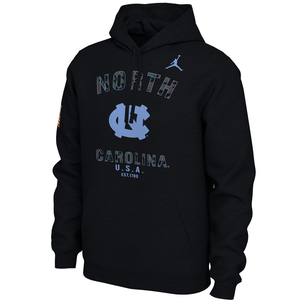 Nike North Carolina Tar Heels Mens Black Camo Veterans Day Long Sleeve Hoodie product image 2, provided for visual reference
