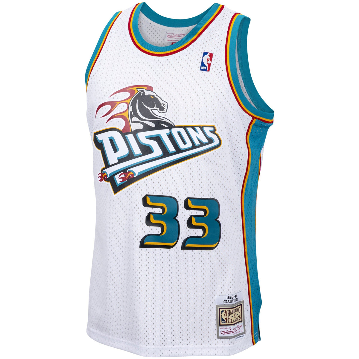 Detroit Pistons Grant Hill Mitchell & Ness White 1998-99 Hardwood Classics Swingman Jersey for Men product image 2, provided