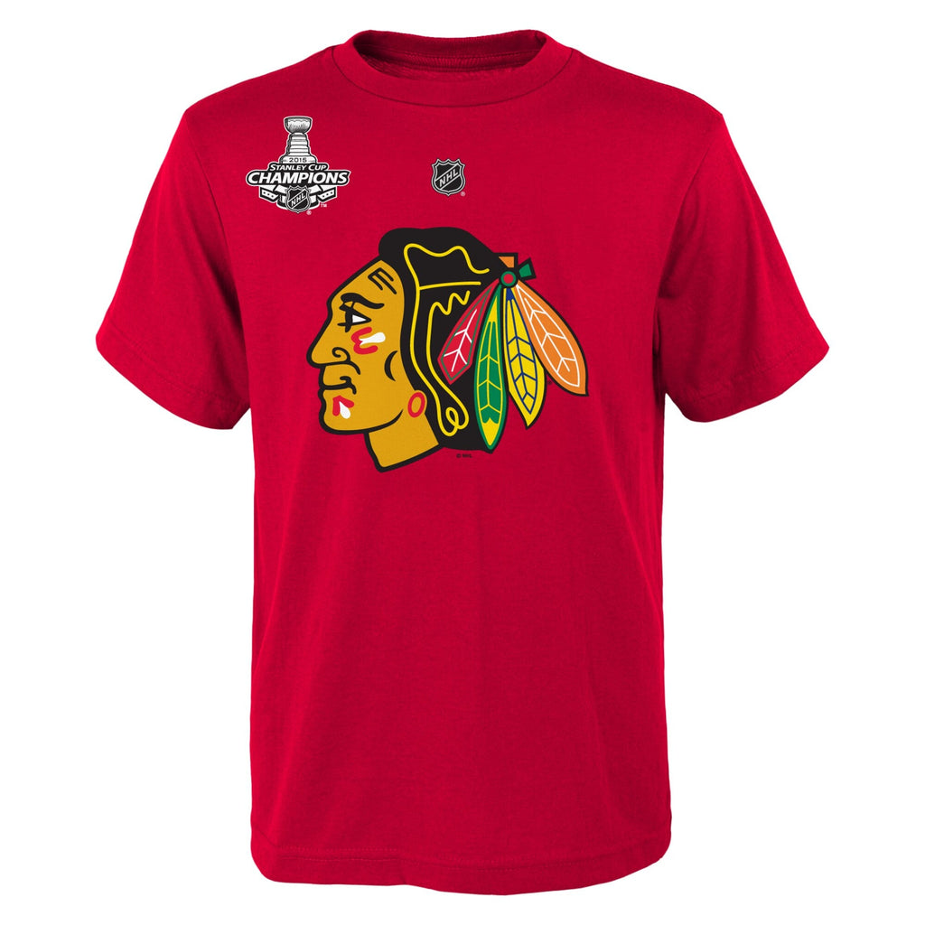 Chicago Blackhawks Jonathan Toews Red Reebok 2015 Stanley Cup Champions Name & Number T-Shirt for Men product image 2,
