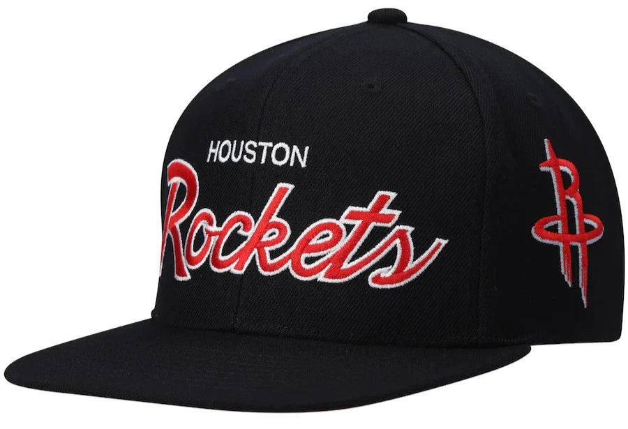 Houston Rockets Team Script 2.0 Mitchell & Ness Snapback Hat product image 1, provided for visual reference and product