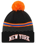 New York Knicks '21 NBA City Edition New Era Black Cuffed Knit Hat product image 1, provided for visual reference and