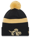Toronto Raptors '21 NBA City Edition New Era Black Cuffed Knit Hat product image 1, provided for visual reference and