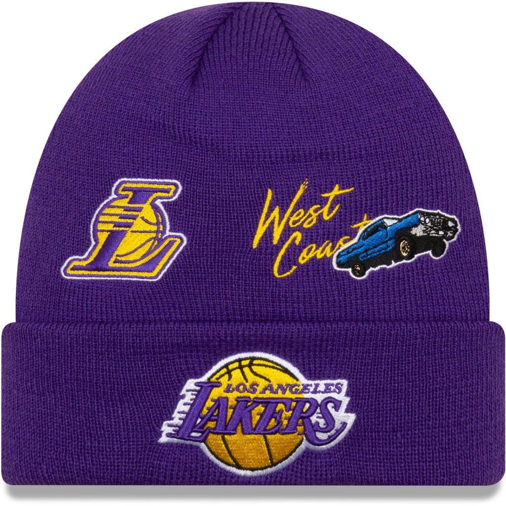 Los Angeles Lakers New Era Purple City Transit Cuffed Knit Hat for Men product image 1, provided for visual reference and