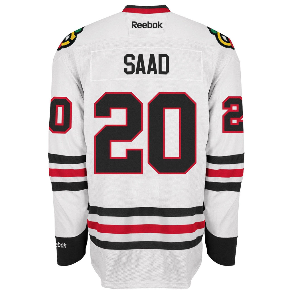 Mens Chicago Blackhawks Brandon Saad Premier Road Jersey product image 1, provided for visual reference and product detail