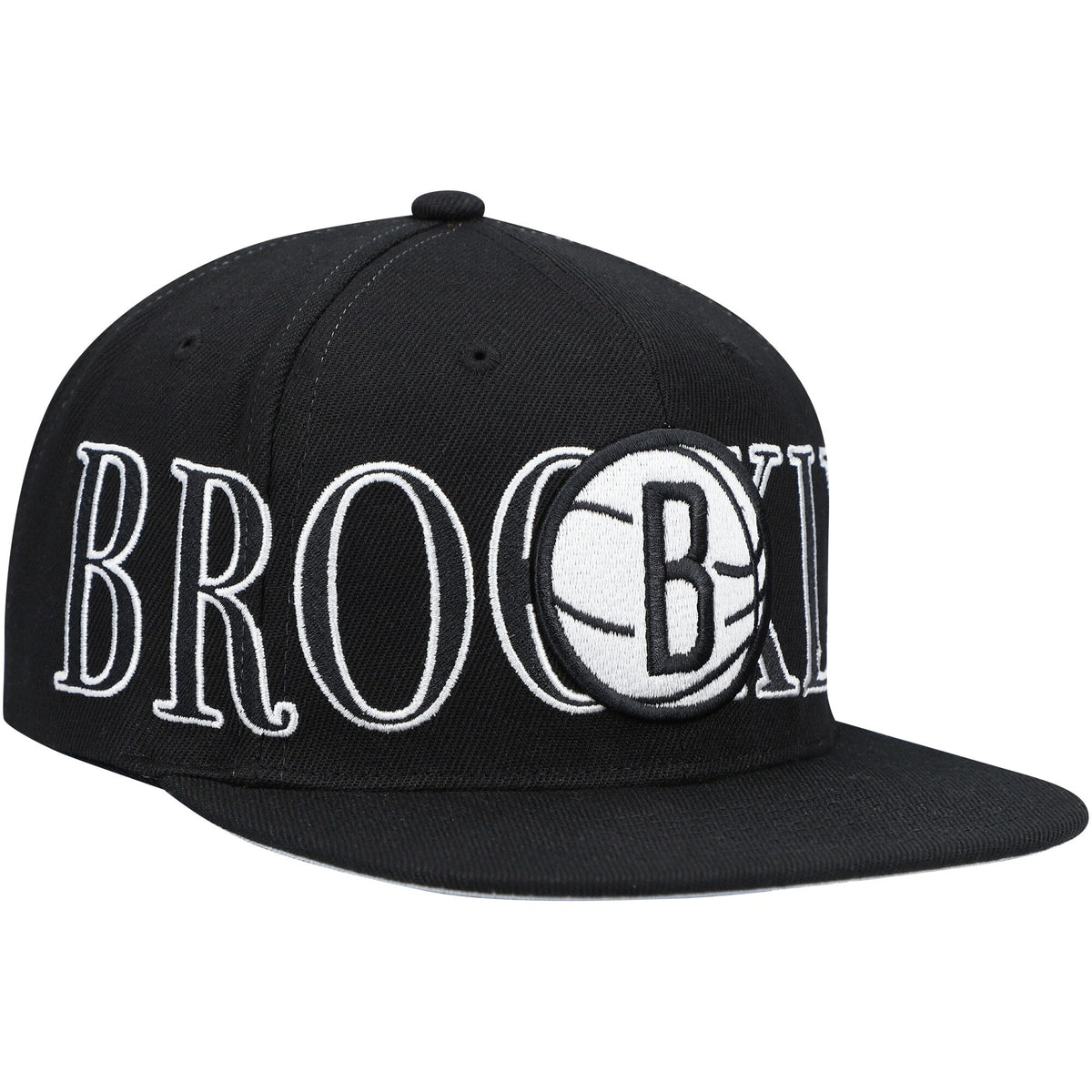 Mitchell & Ness Black Brooklyn Nets Winner Circle Snapback Hat for Men product image 3, provided for visual reference and