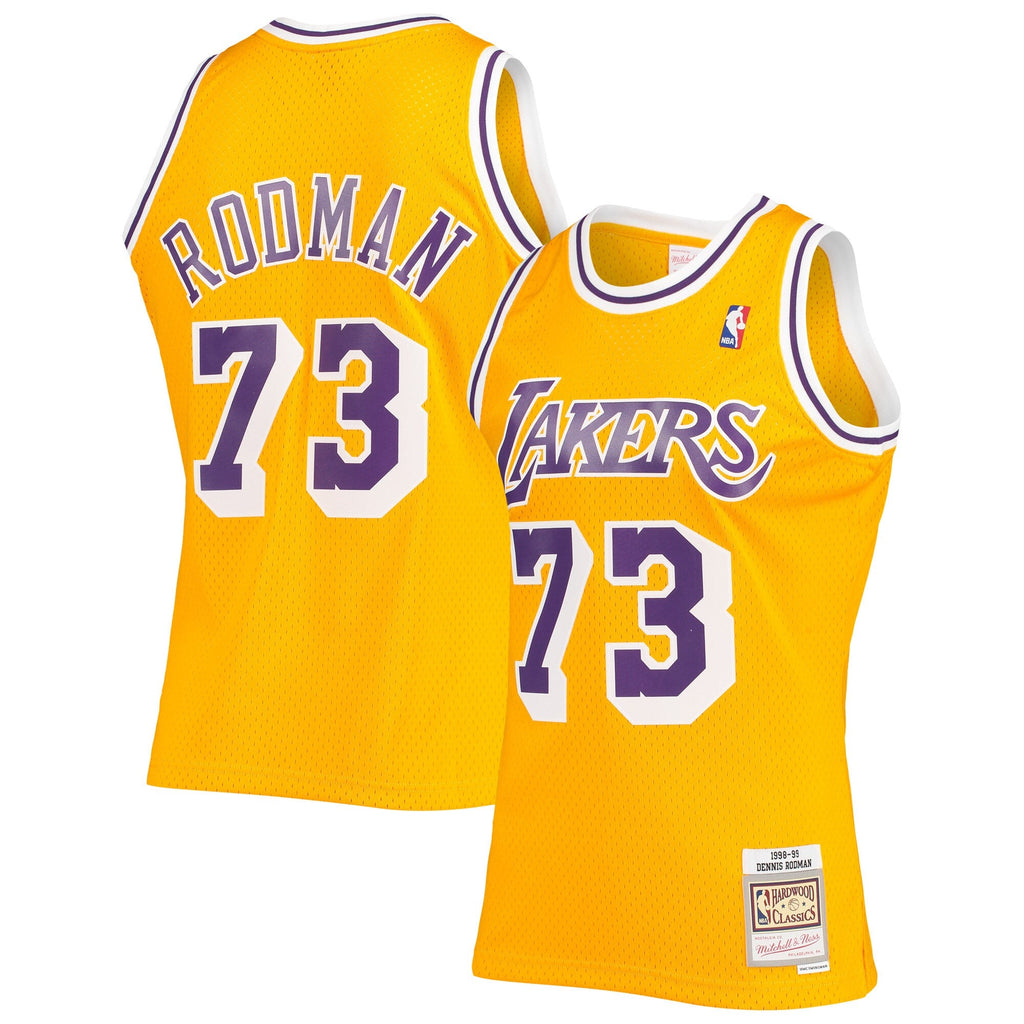 Los Angeles Lakers Dennis Rodman Mitchell & Ness 1998-99 Hardwood Classics Gold Swingman Jersey for Men product image 1,