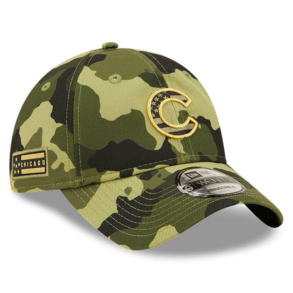 Chicago Cubs 9TWENTY Camo 2022 Armed Forces Day Adjustable Hat product image 1, provided for visual reference and product