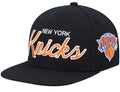 New York Knicks Team Script 2.0 Mitchell & Ness Snapback Hat product image 1, provided for visual reference and product