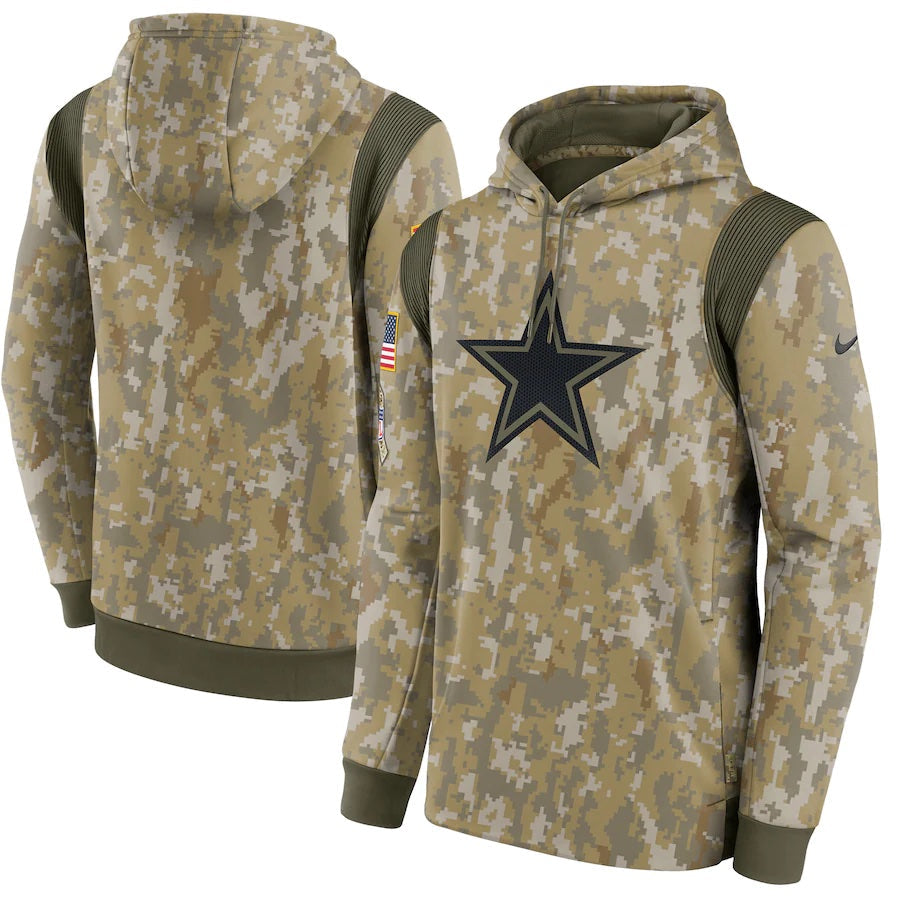 Nike Camo Dallas Cowboys 2021 Salute To Service Therma Performance Pullover Hoodie for Men product image 1, provided for