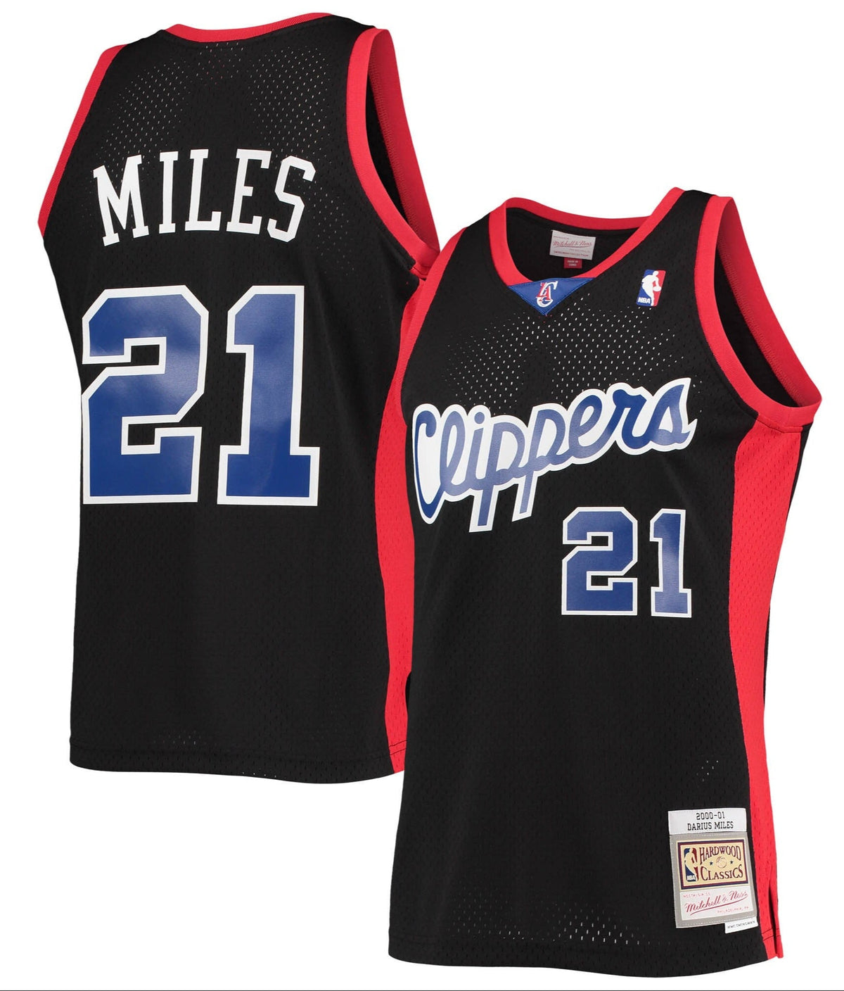 LA Clippers Darius Miles Mitchell & Ness Black Hardwood Classics Reload 2.0 Swingman Jersey for Men product image 1,