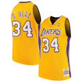Men’s Shaquille O’Neal Los Angeles Lakers 1999-00 Gold Swingman Replica Jersey By Mitchell & Ness product image 1, provided