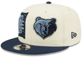 Memphis Grizzlies New Era 2022 NBA Draft 9FIFTY Snapback Adjustable Hat - Cream/Navy product image 1, provided for visual