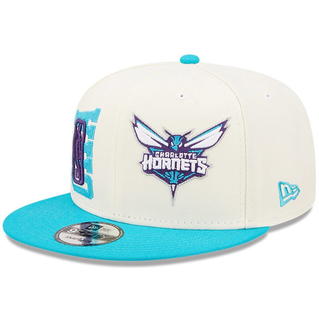 Charlotte Hornets New Era 2022 NBA Draft 9FIFTY Snapback Adjustable Hat - Cream/Teal product image 1, provided for visual