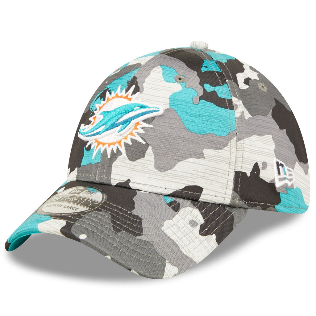Miami Dolphins New Era Camo 2022 NFL Training Camp Official 39THIRTY Flex Hat for Men product image 1, provided for visual