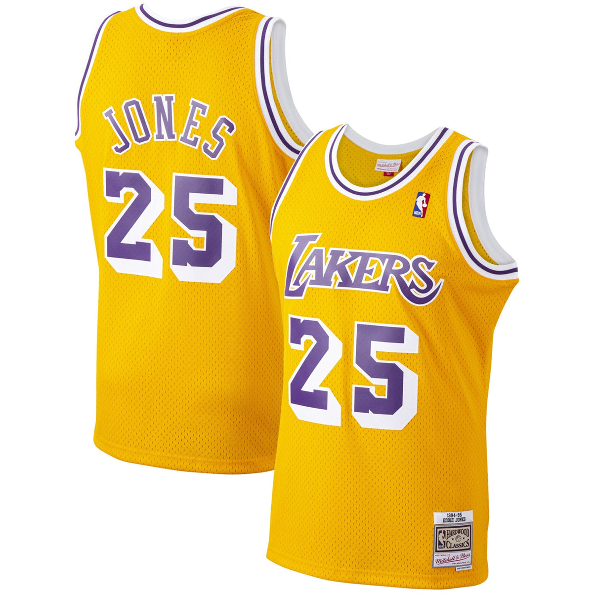 Eddie Jones Los Angeles Lakers Mitchell & Ness 1994-95 Hardwood Classics Swingman Player Jersey - Gold for Men product image