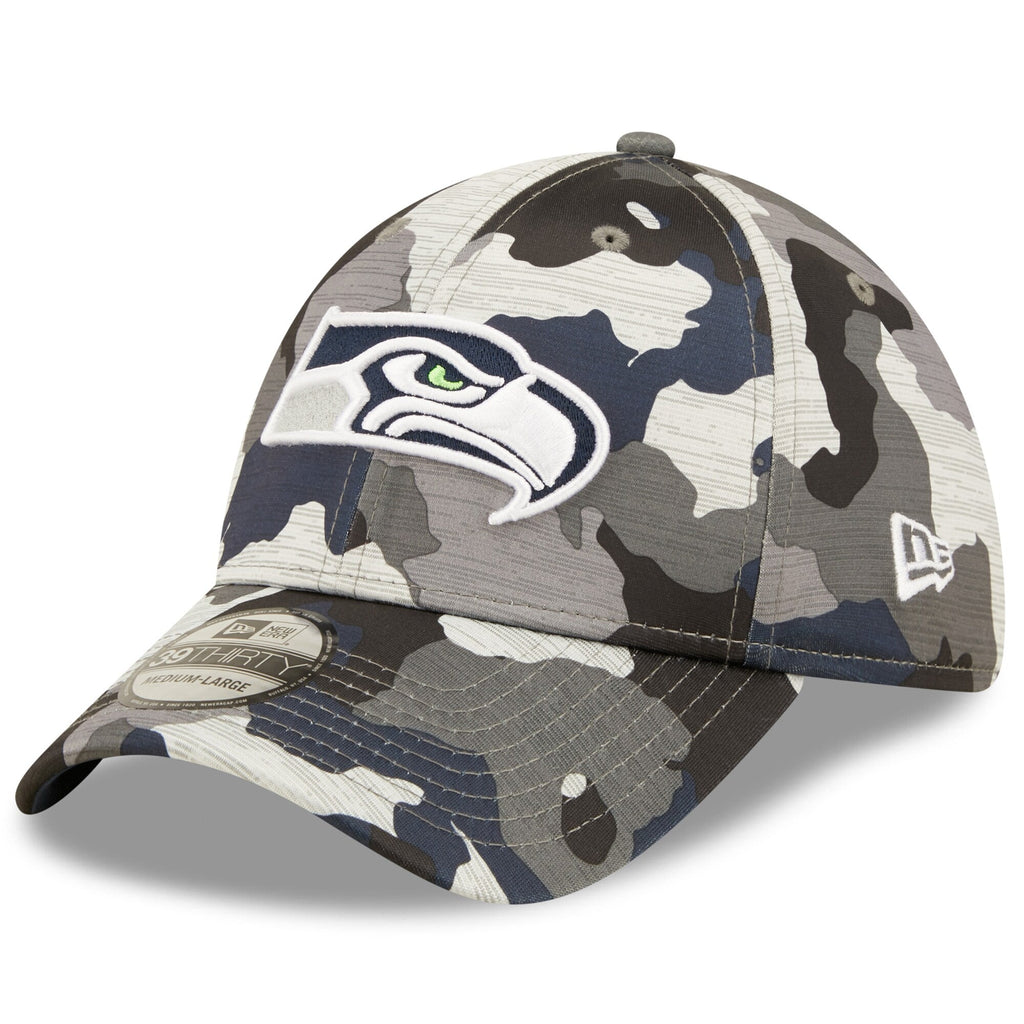 Seattle Seahawks New Era Camo 2022 NFL Training Camp Official 39THIRTY Flex Hat for Men product image 1, provided for visual
